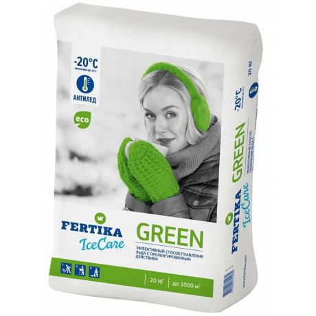 Противогололедный реагент Fertika IceСare Green 20 кг